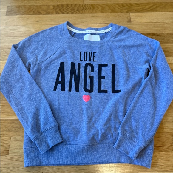 Victoria Secret Y2K Love Angel Heart Graphic Blue Crew Neck Sweatshirt Size S - Picture 2 of 9
